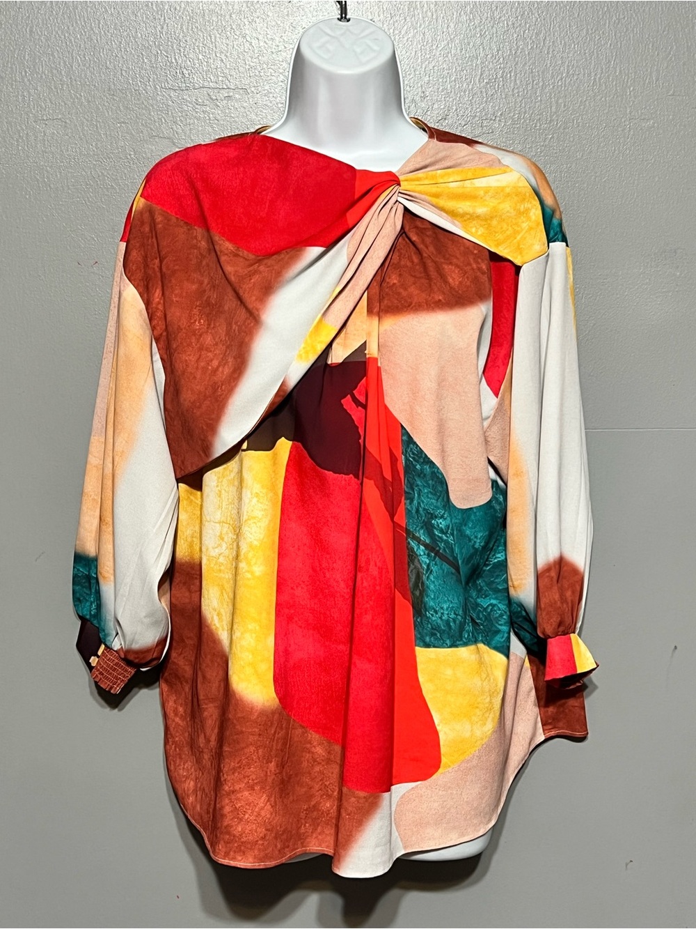 Wayward Fancies by eShakti Abstract Draped Blouse Multi-Color Long Sleeve